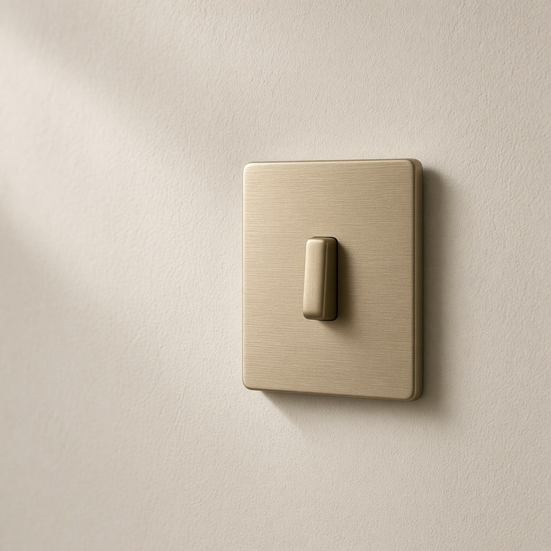 Interrupteur design laiton sur mur enduit