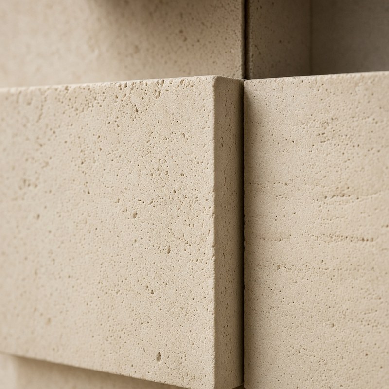 Blocs de pierre de taille claire, joints nets
